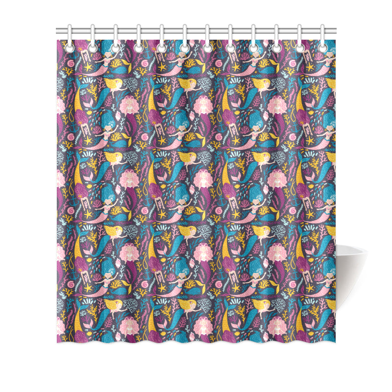 Mermaid Pattern Print Design 08 Shower Curtain