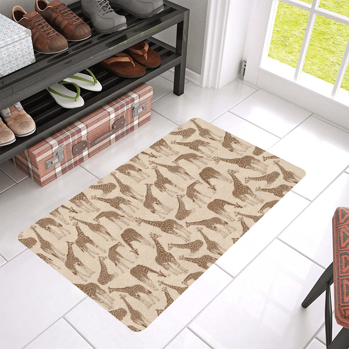Giraffe Pattern Design Print Rubber Doormat