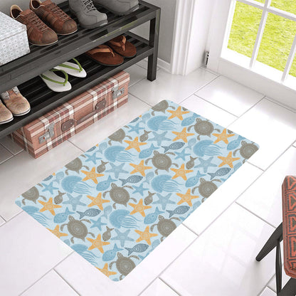 Polynesian Jellyfish Turtle Print Rubber Doormat