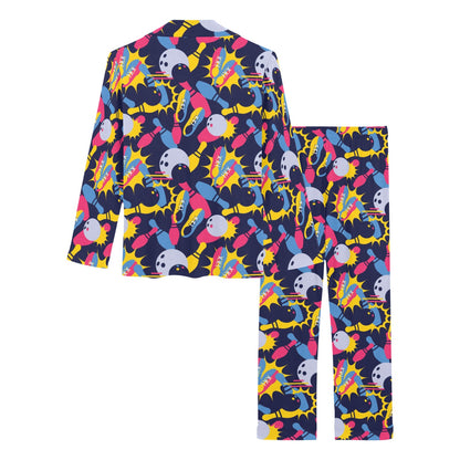 Bowling Pattern Print Design 02 Women's Long Pajama Set