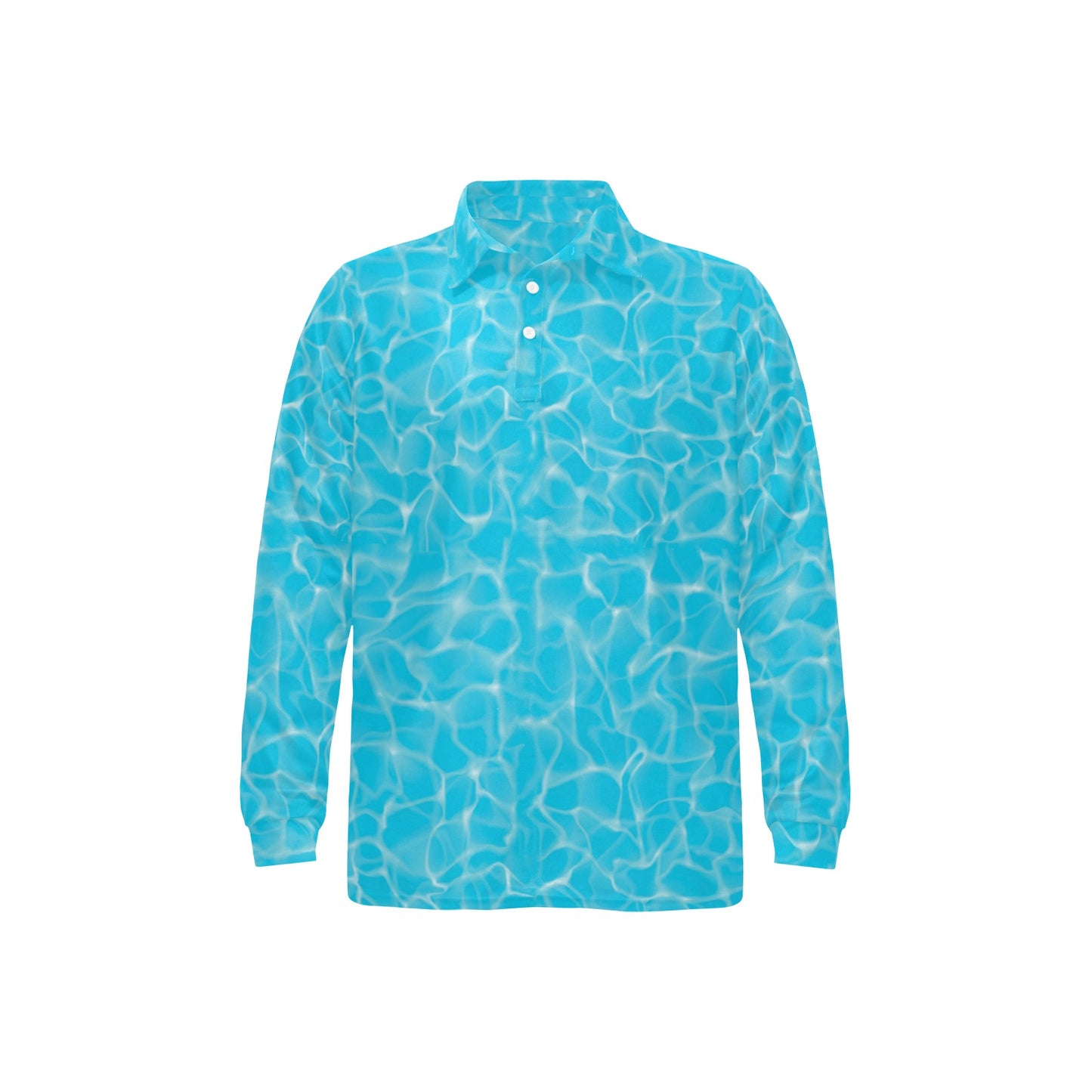 Swimming Pool Texture Print Design LKS301 Long Sleeve Polo Shirt For Men's