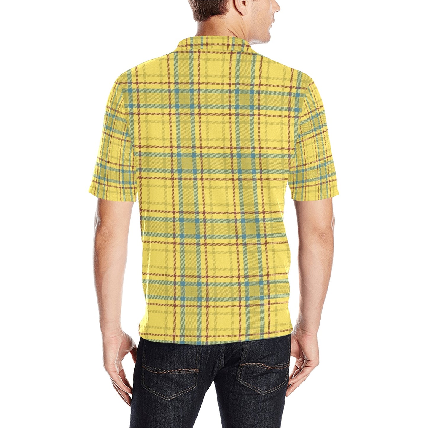 Tartan Yellow Print Design LKS301 Men Polo Shirt
