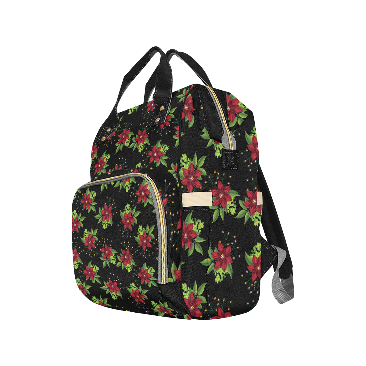 Poinsettia Pattern Print Design A01 Diaper Bag Backpack