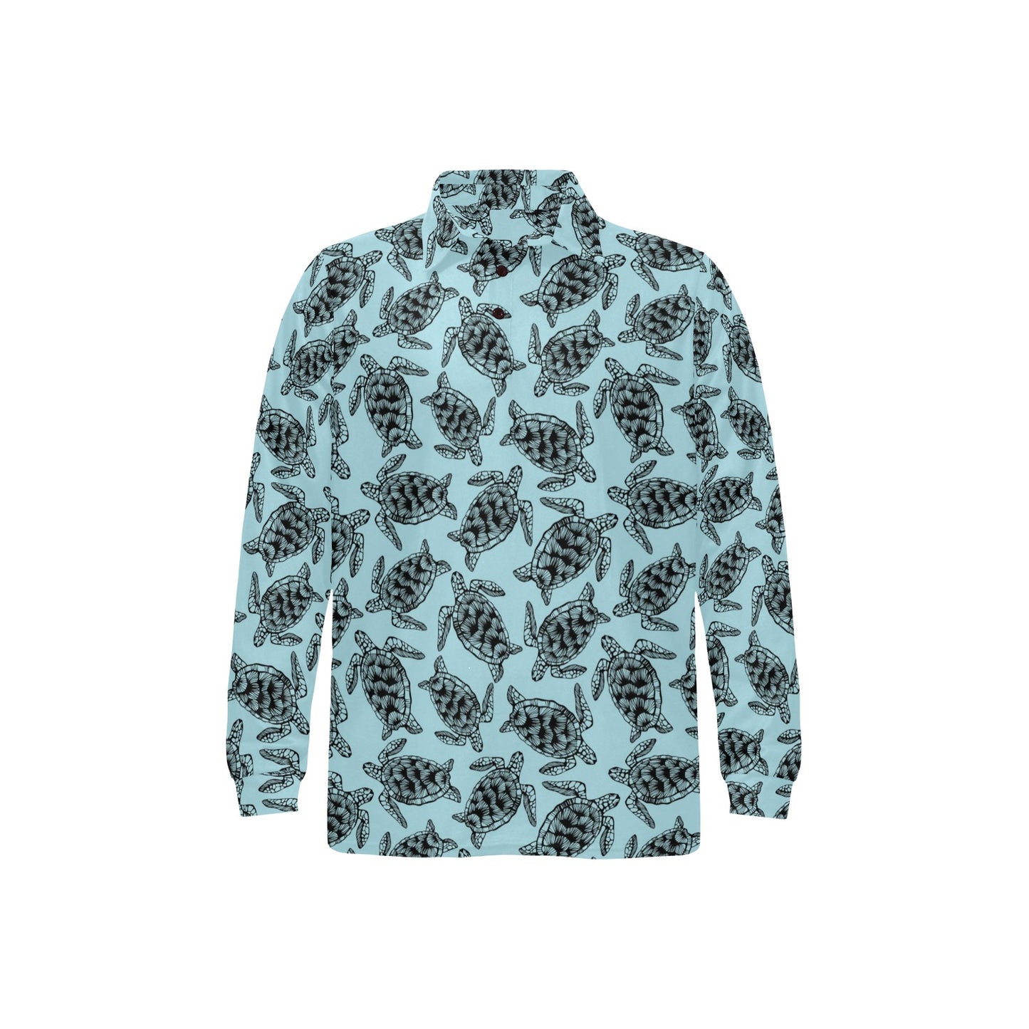 Sea Turtle Print Design LKS3010 Long Sleeve Polo Shirt For Men's