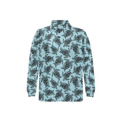 Sea Turtle Print Design LKS3010 Long Sleeve Polo Shirt For Men's