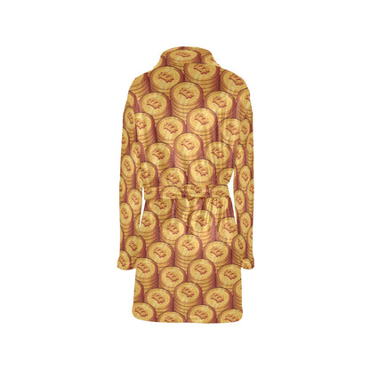 Bitcoin Pattern Print Design 02 Women's Fleece Robe