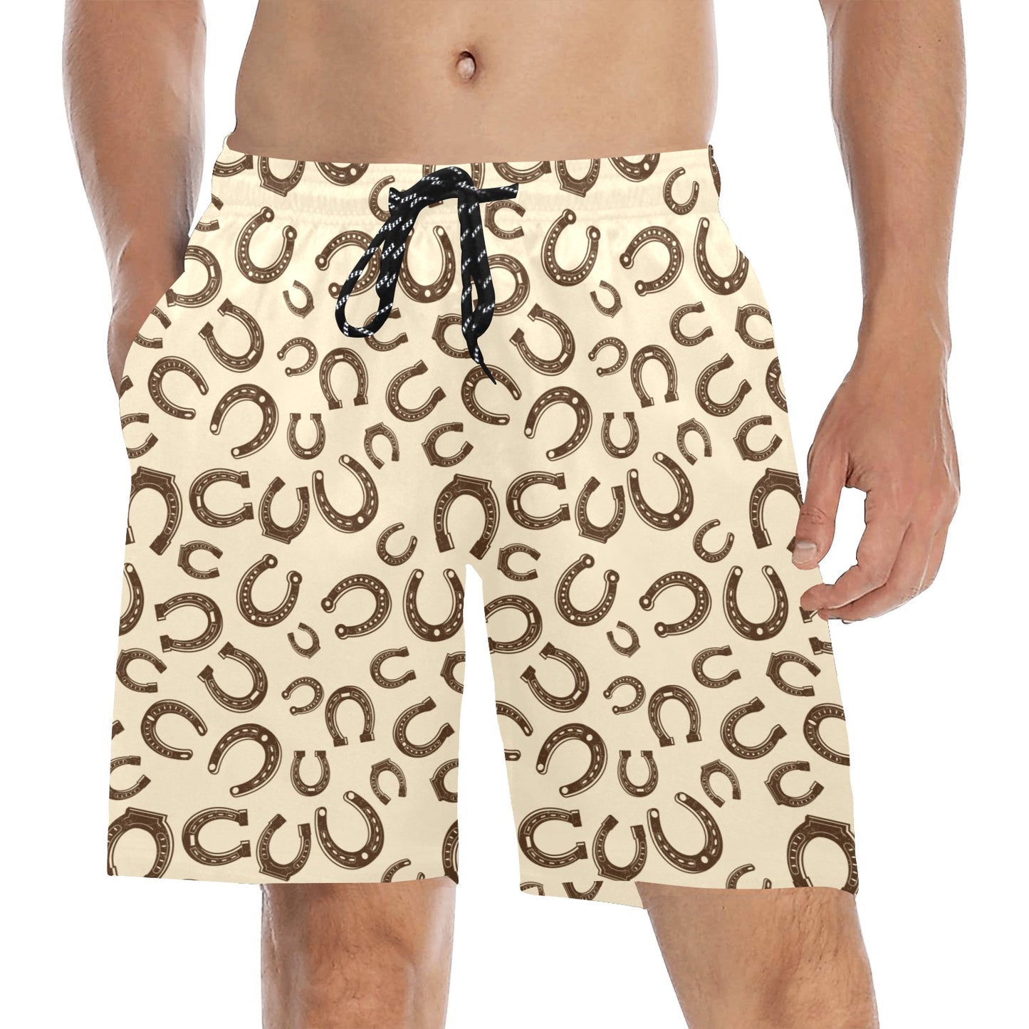 Horseshoe Print Design LKS302 Men's Swim Trunks Beach Shorts