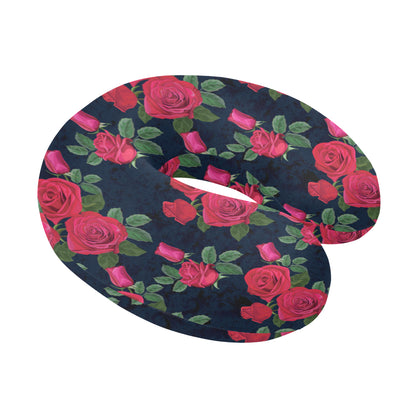 Rose Pattern Print Design A04 U-Shaped Travel Neck Pillow