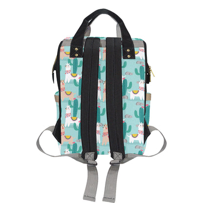 Llama Cactus Pattern Print Design 08 Diaper Bag Backpack