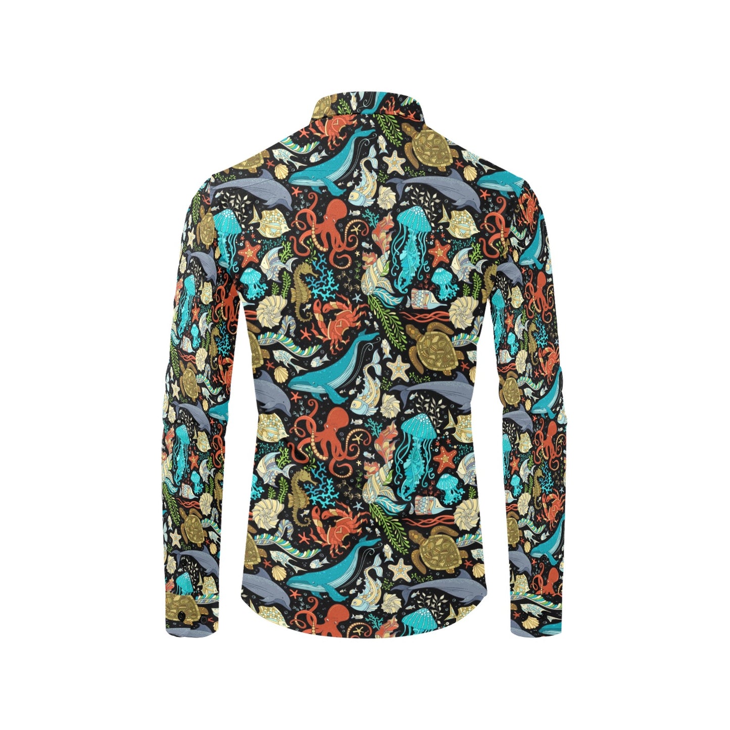 Underwater Animal Print Design LKS301 Men's Long Sleeve Dress Shirt