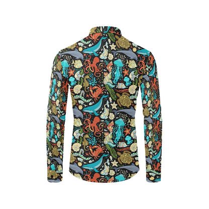 Underwater Animal Print Design LKS301 Men's Long Sleeve Dress Shirt