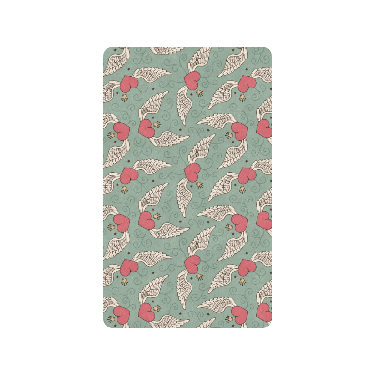 Angel Wings Heart Design Themed Print Rubber Doormat
