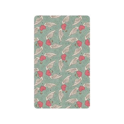 Angel Wings Heart Design Themed Print Rubber Doormat