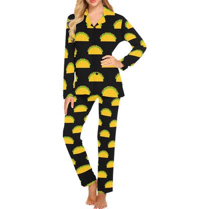Taco Pattern Print Design TC06 Women's Long Pajama Set