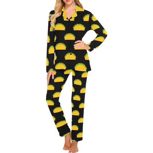 Taco Pattern Print Design TC06 Women's Long Pajama Set