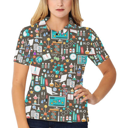 Science Print Design LKS303 Women's Polo Shirt