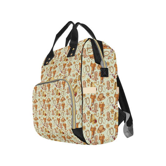 Western Cowboy Design Pattern Diaper Bag Backpack
