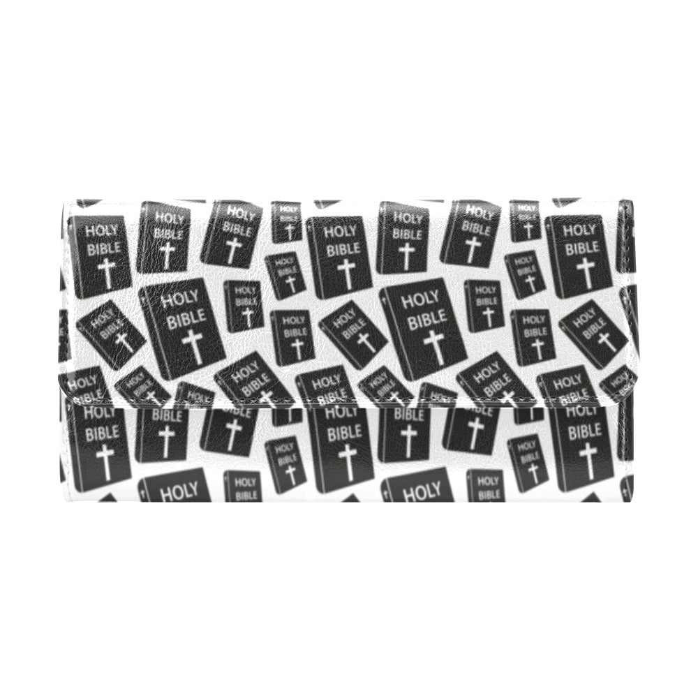 Christian Holy Bible Book Pattern Women's Trifold Wallet