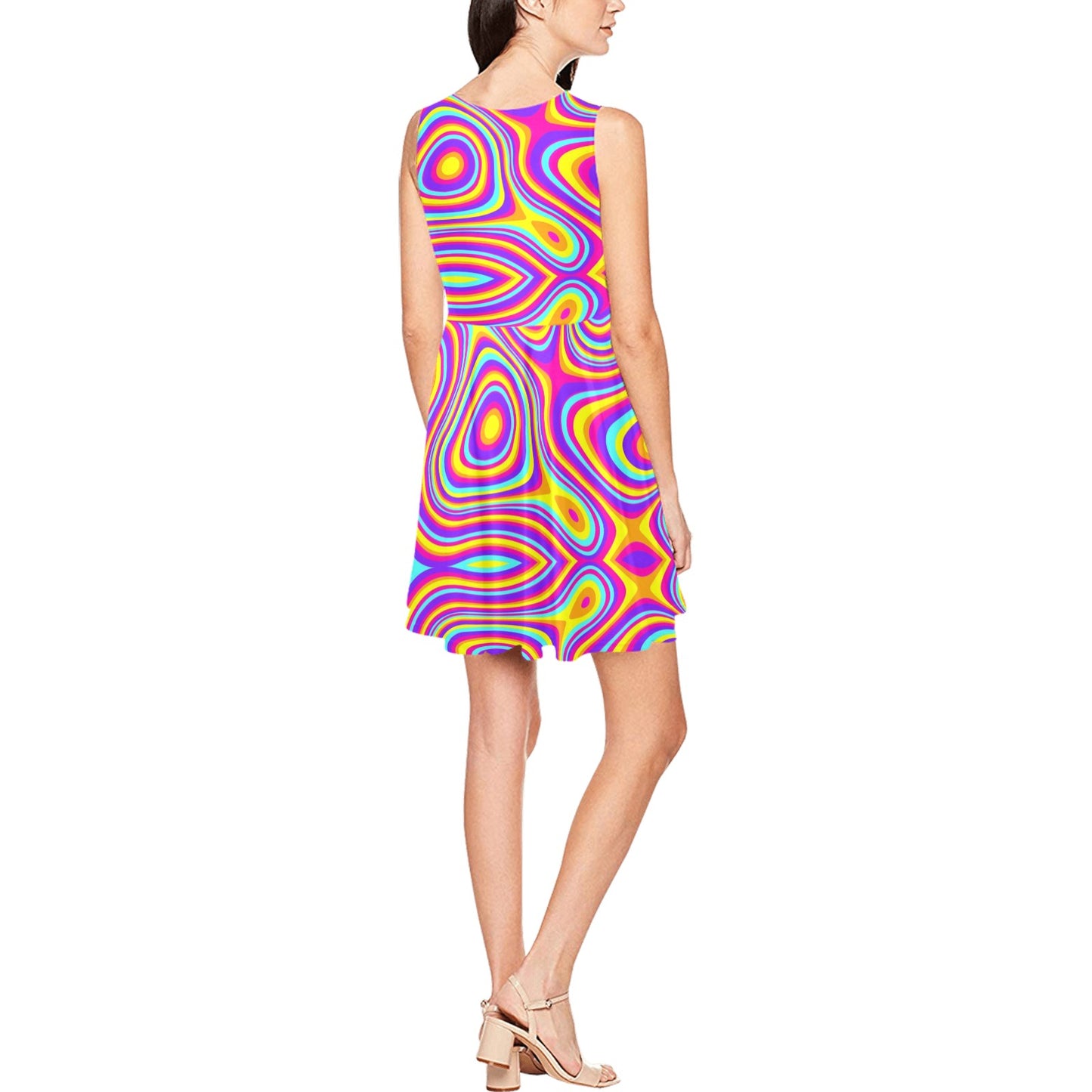 Liquid Pattern Print Design 06 Sleeveless Dress