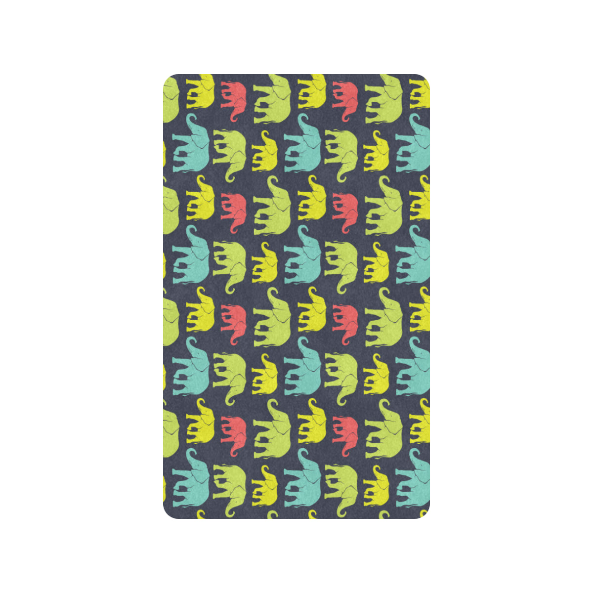 Elephant Neon Color Print Pattern Rubber Doormat