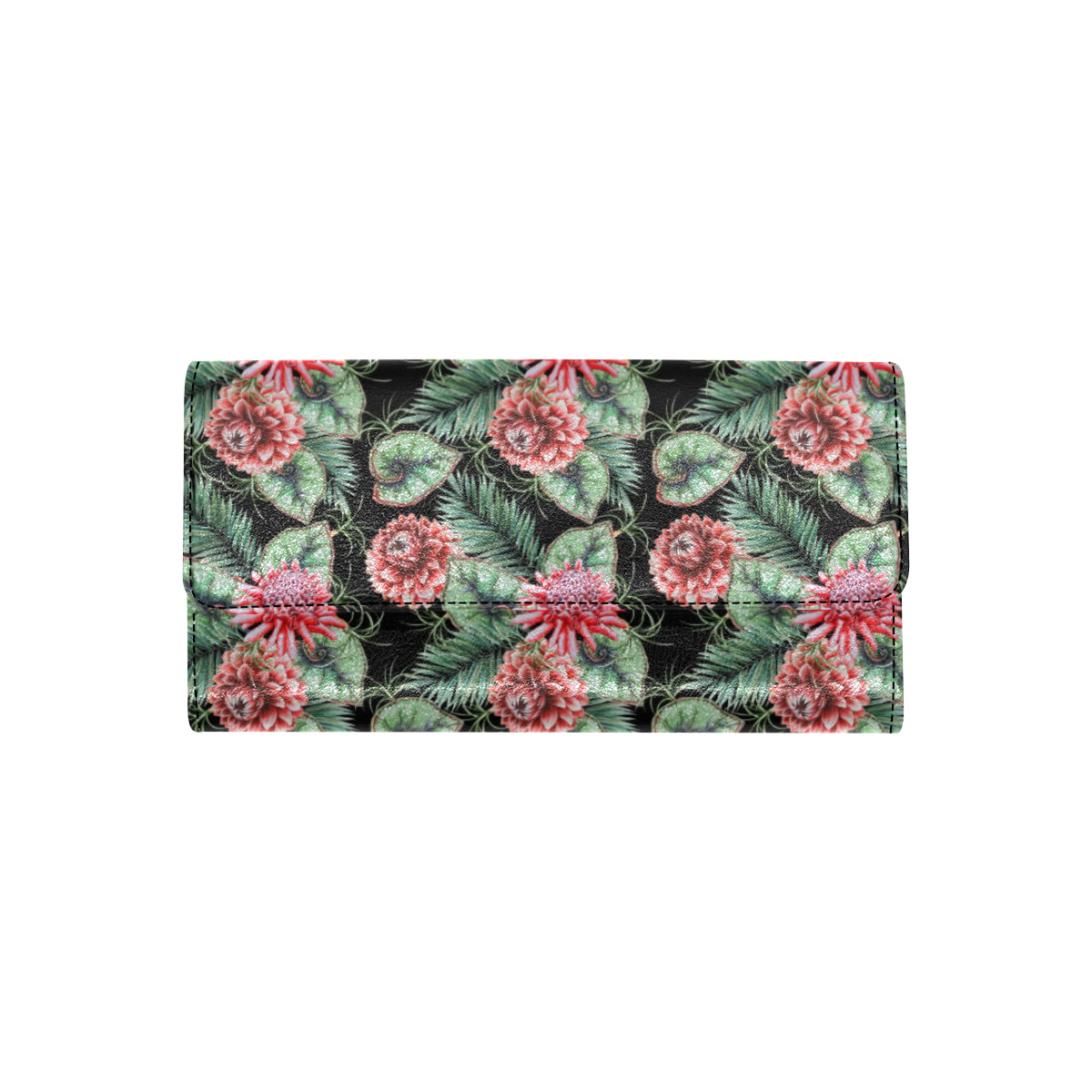 Dahlia Pattern Print Design DH06 Women's Trifold Wallet