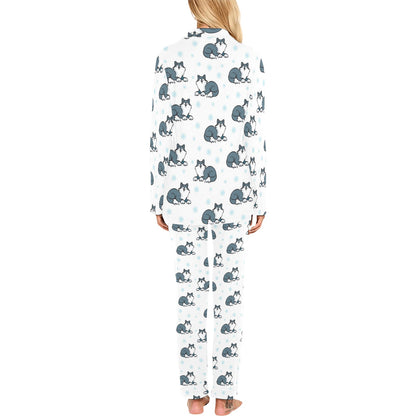 Alaskan Malamute Pattern Print Design 03 Women's Long Pajama Set