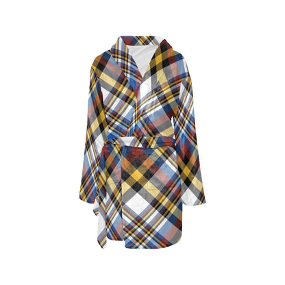 Madras Pattern Print Design 01 Women's Fleece Robe