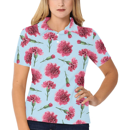 Carnations Pattern Print Design CN01 Women's Polo Shirt