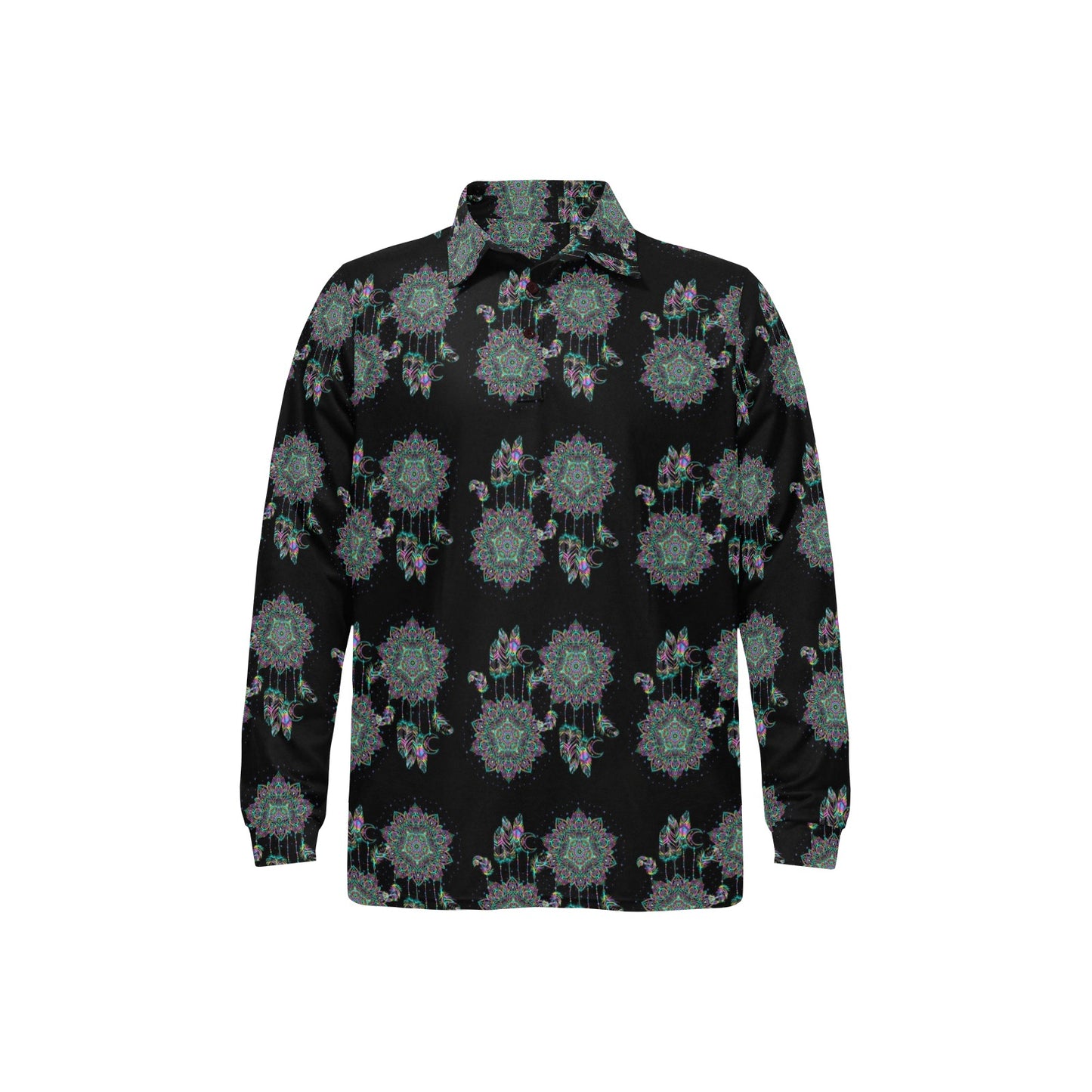 Dream Catcher Colorful Hand Draw Long Sleeve Polo Shirt For Men's