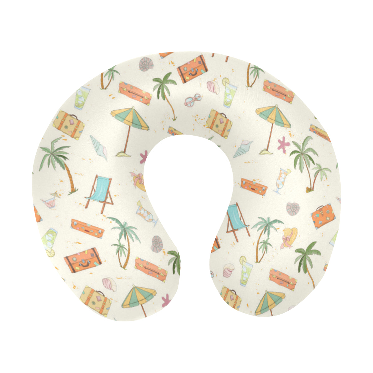 Beach Themed Pattern Print Design 05 U-Shaped Travel Neck Pillow