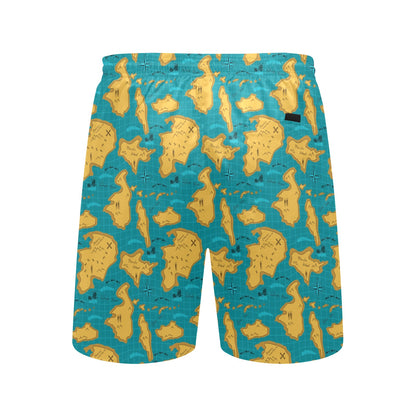 World Map Print Design LKS301 Men's Swim Trunks Beach Shorts