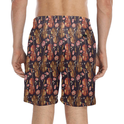 Violin Print Design LKS402 Men's Swim Trunks Beach Shorts