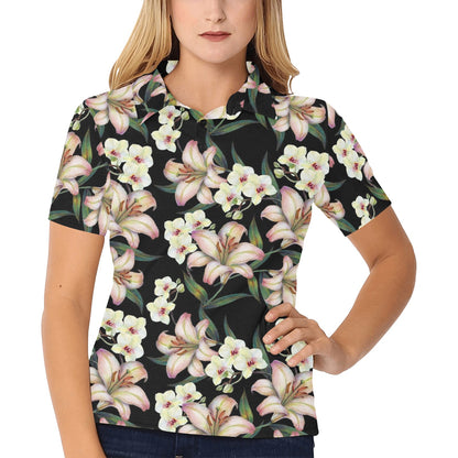 Lily Pattern Print Design LY03 Women's Polo Shirt