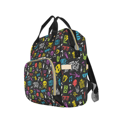 Rock and Roll Pattern Print Design A02 Diaper Bag Backpack