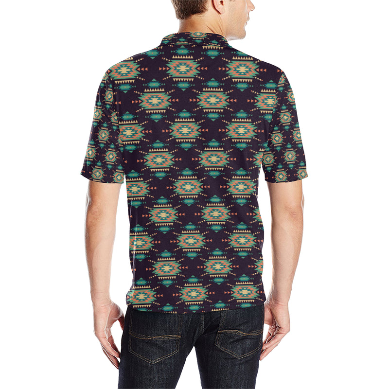 Navajo Geometric Style Print Pattern Men Polo Shirt