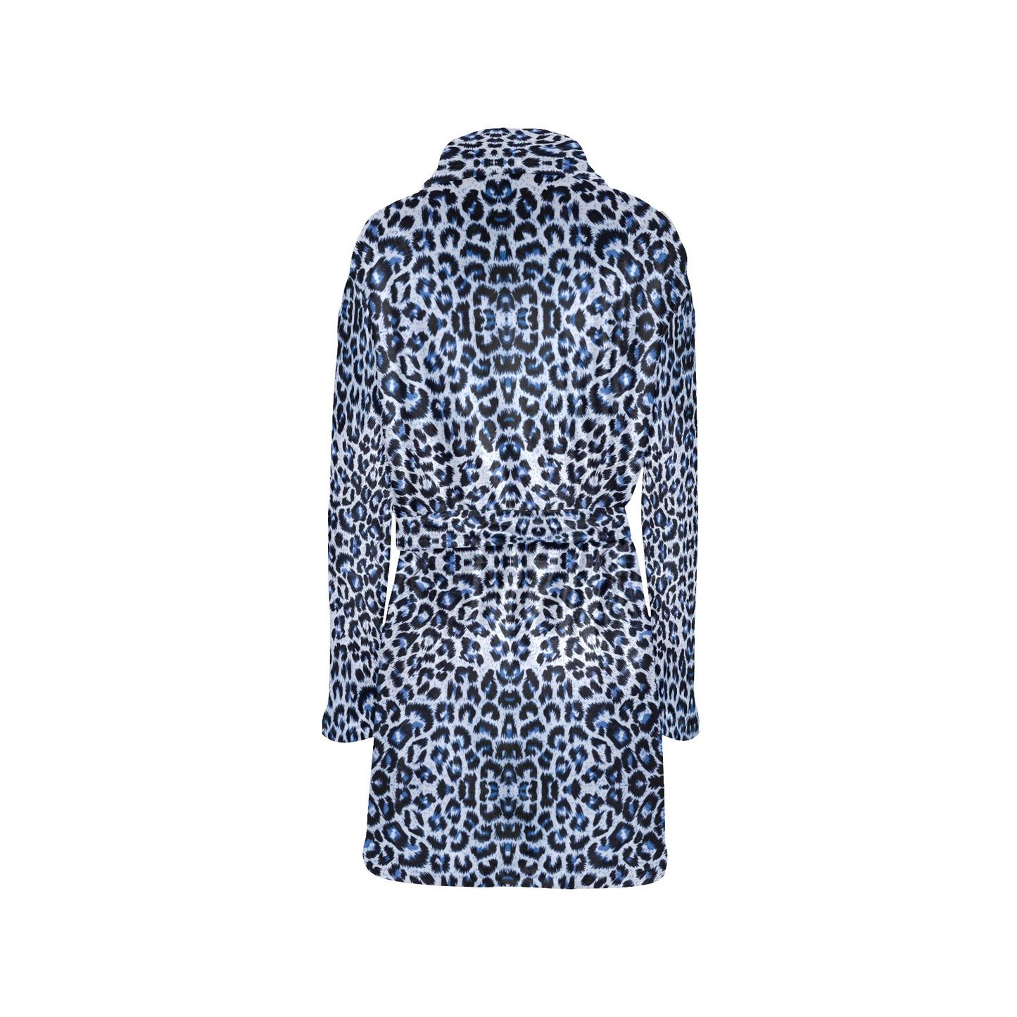 Leopard Blue Skin Print Women's Fleece Robe