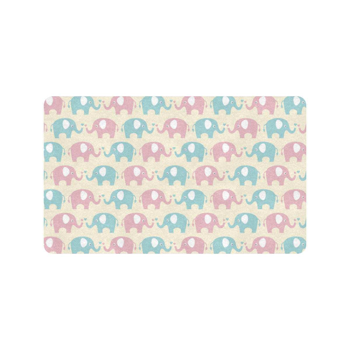 Elephant Baby Pastel Print Pattern Rubber Doormat