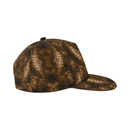 Snake Skin Brown Print Snapback Cap