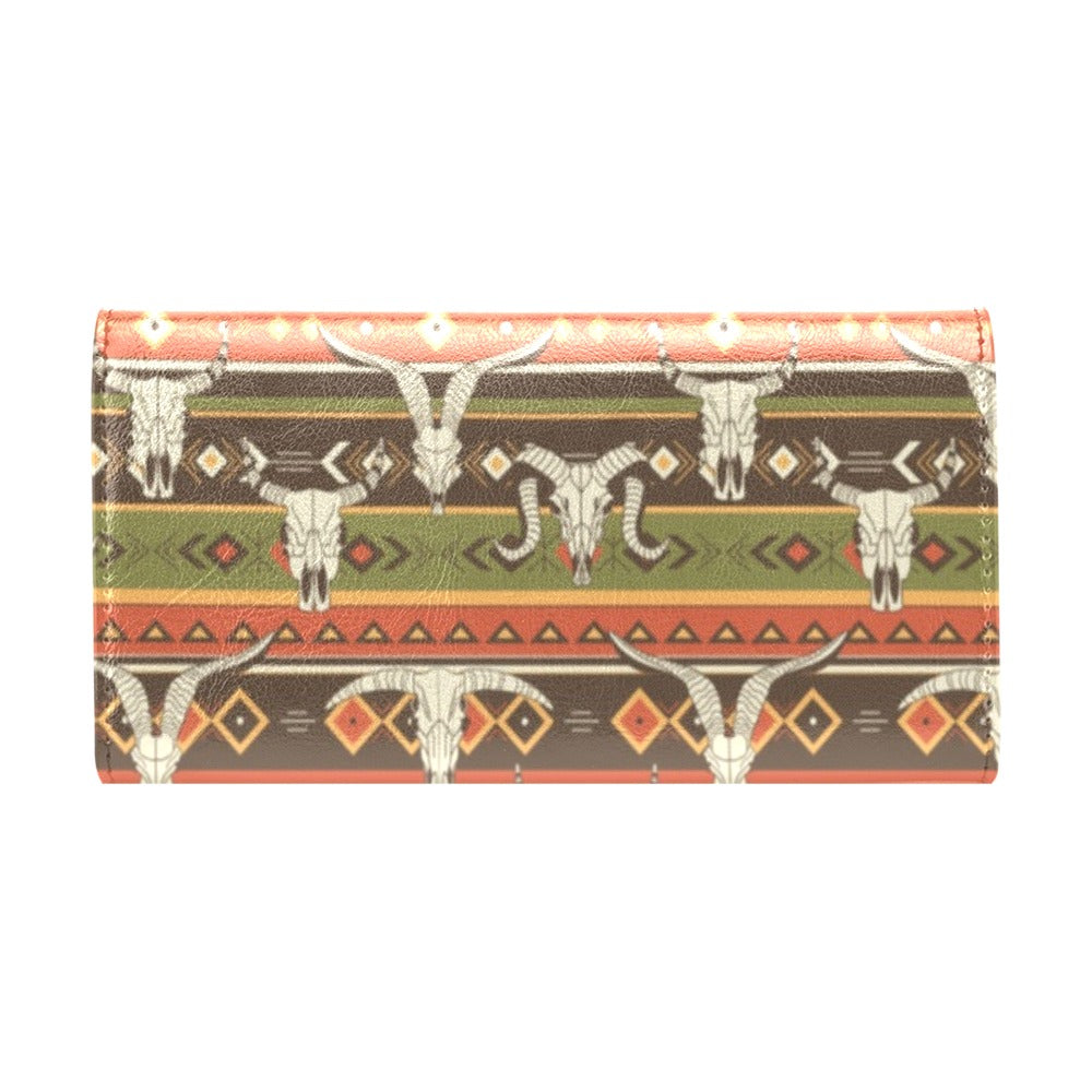 American indian Skull Animal Women's Trifold Wallet