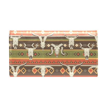 American indian Skull Animal Women's Trifold Wallet