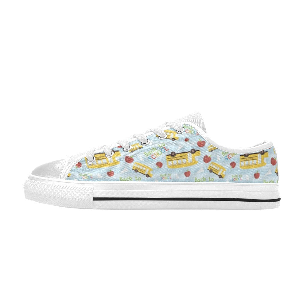 School Bus Back To School Print Design LKS303 Women's White Low Top Shoes