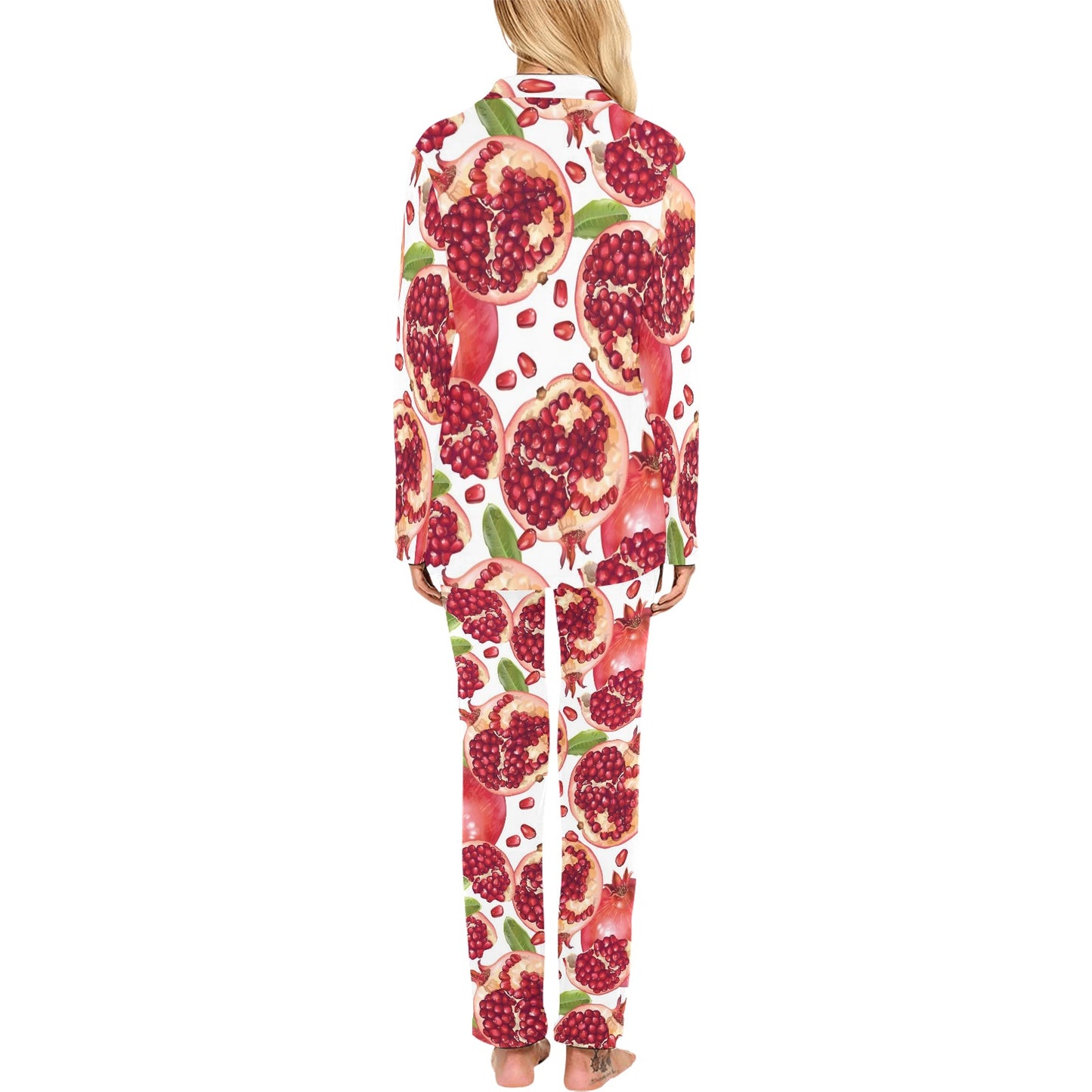 Pomegranate Pattern Print Design PG03 Women's Long Pajama Set