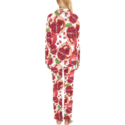 Pomegranate Pattern Print Design PG03 Women's Long Pajama Set