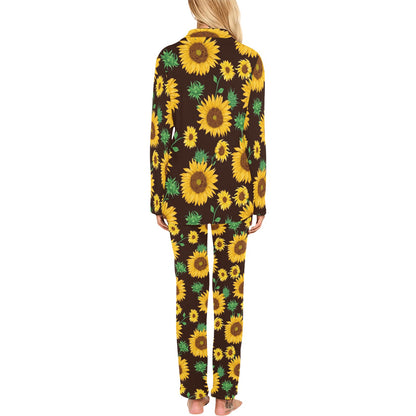 Sunflower Pattern Print Design SF01 Women's Long Pajama Set