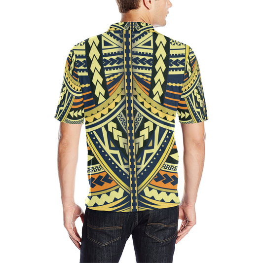 Polynesian Tattoo Print Men Polo Shirt