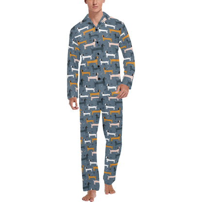 Dachshund Pattern Print Design 012 Men's Long Pajama Set