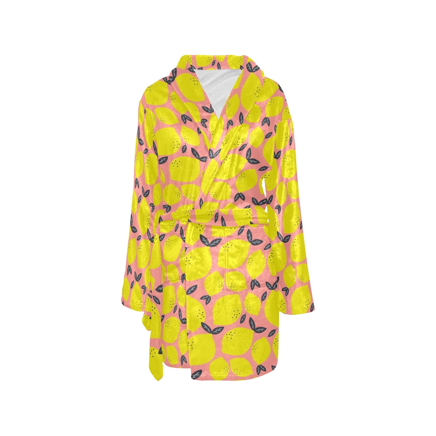 Lemon Pattern Print Design LM03 Women's Fleece Robe