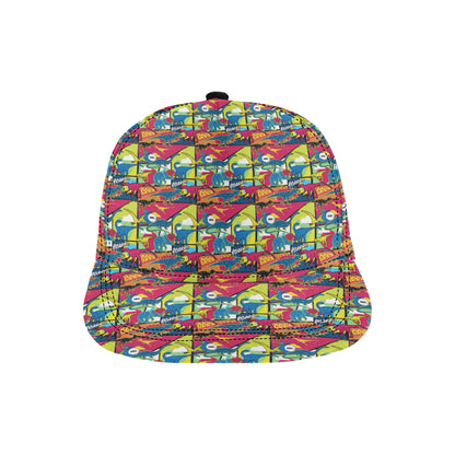 Dinosaur Comic Pop Art Style Snapback Cap