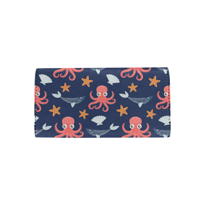 Octopus Pattern Print Design A04 Women's Trifold Wallet
