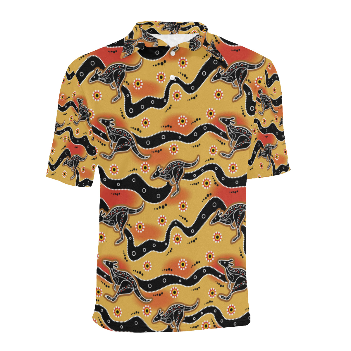 Kangaroos Aboriginal  Pattern Print Design 06 Men Polo Shirt